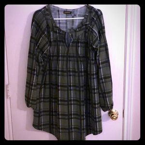 Green plaid tunic, L